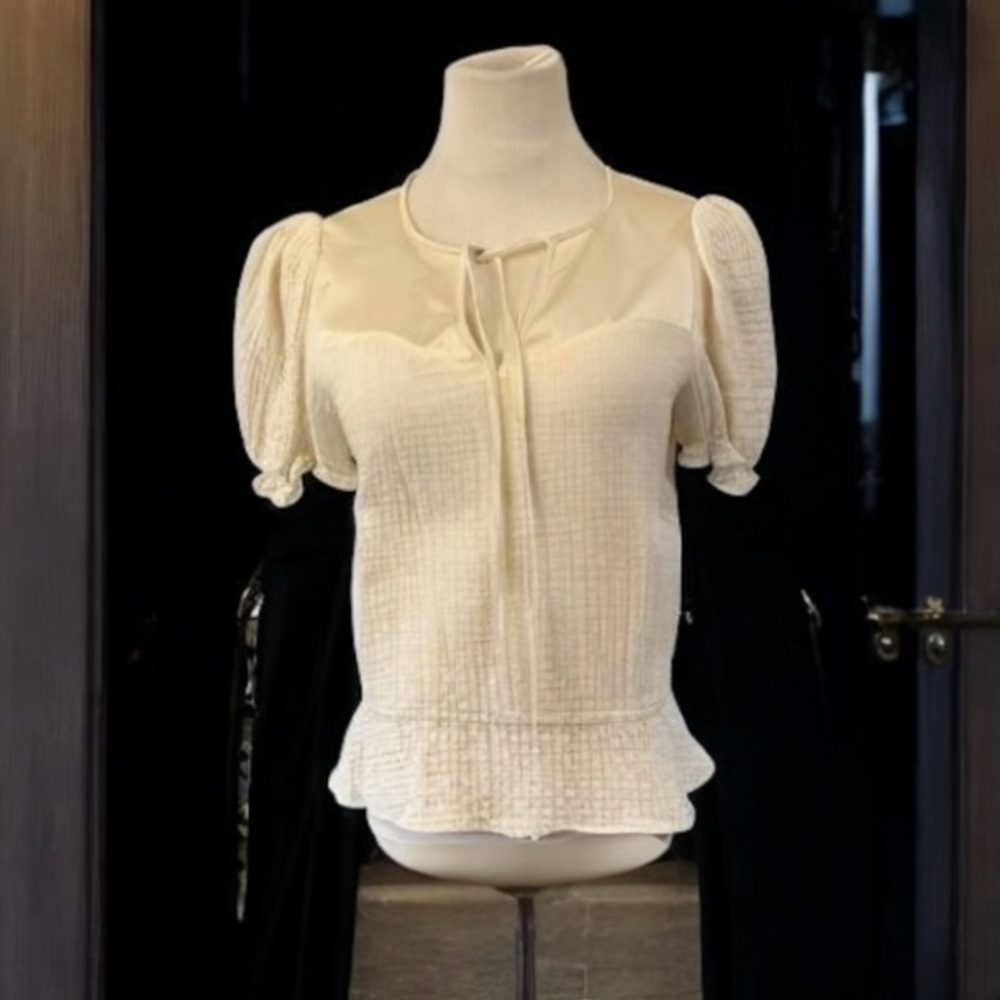 S’EDGE Crinkle Cotton Satin Top Size XS